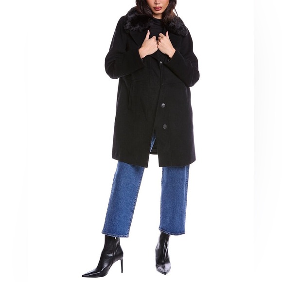 🎉HP🎉Kenneth Cole NY Women’s Wool Blend Black Parka - Picture 1 of 8